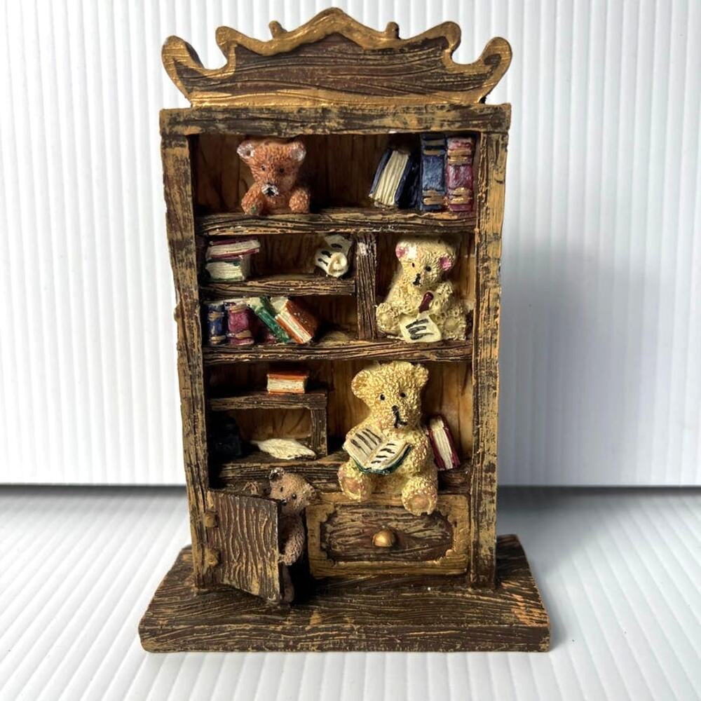 Russ Berrie Bears From The Past Book Shelf Collectibles Figurine Mini Dollhouse